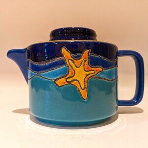 Vintage 90s Eduardo Vega Teapot – Ocean Beach Design with Starfish & Seashells